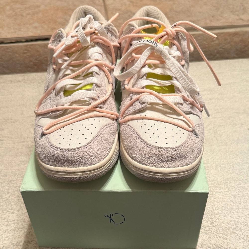 Off-White Pink and Cream Sneakers